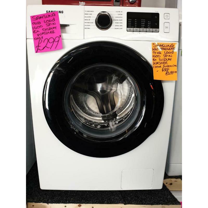 White ex display Samsung 9kg load 1400 spin washing machine