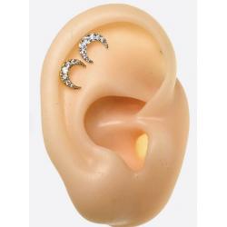 Silver Curve Crystal Moon earring
