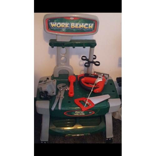 Kids work bench and tools