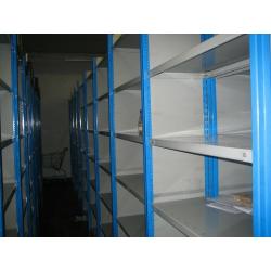10 bays of dexion impex industrial shelving 2.1m high ( storage , pallet racking )