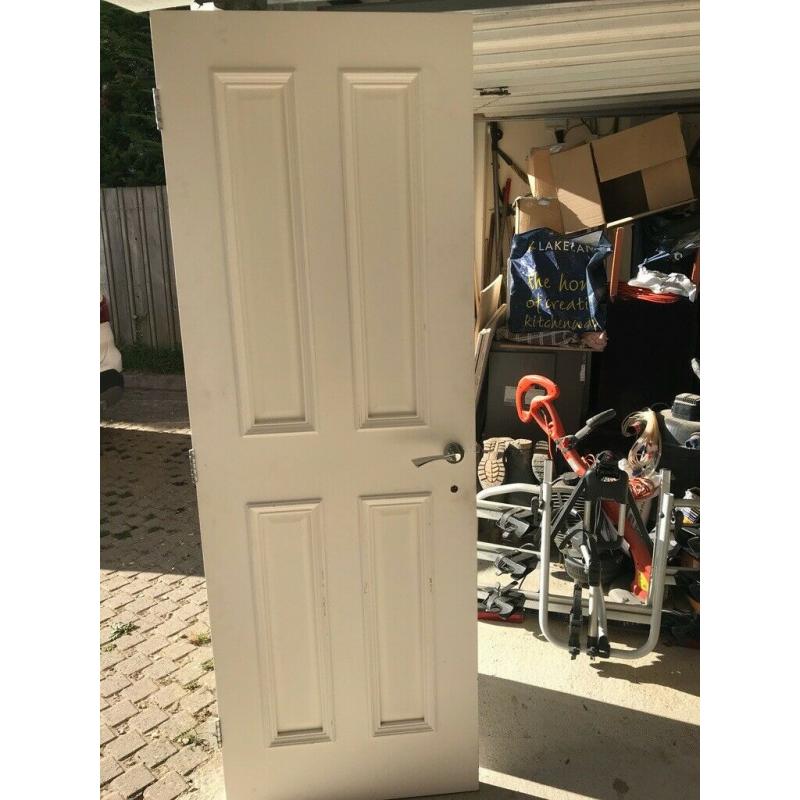 *REDUCED* Two solid four panel white primed internal victorian style doors *New*