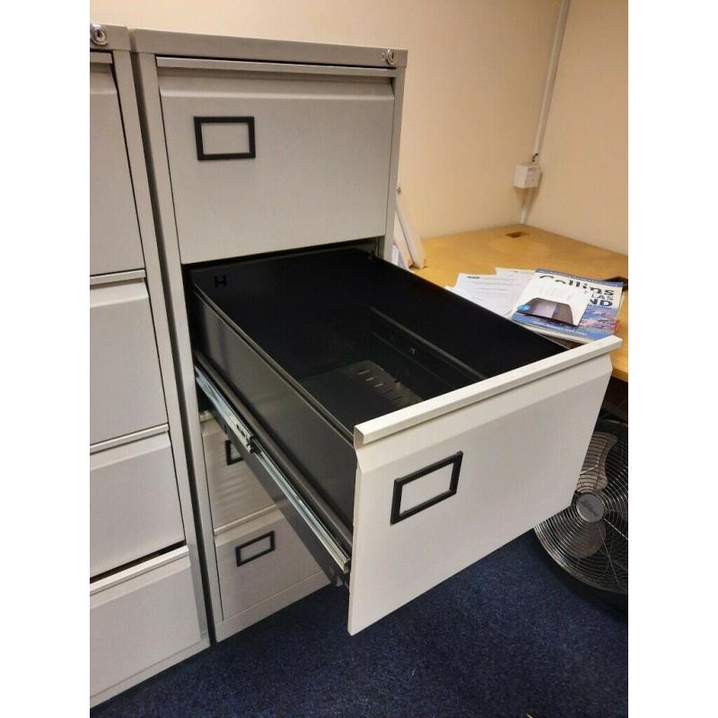 Filing Cabinet 4 drawer lockable with key metal grey