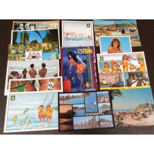 14 Vintage Post Cards. Mixture of Benidorm and Saucy Seaside Humour.