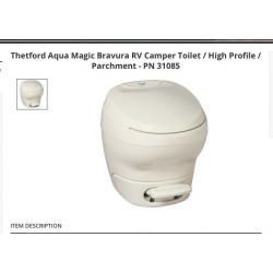 Thetford Aqua Magic Bravura RV Camper Toilet / High Profile / Parchment - PN 310