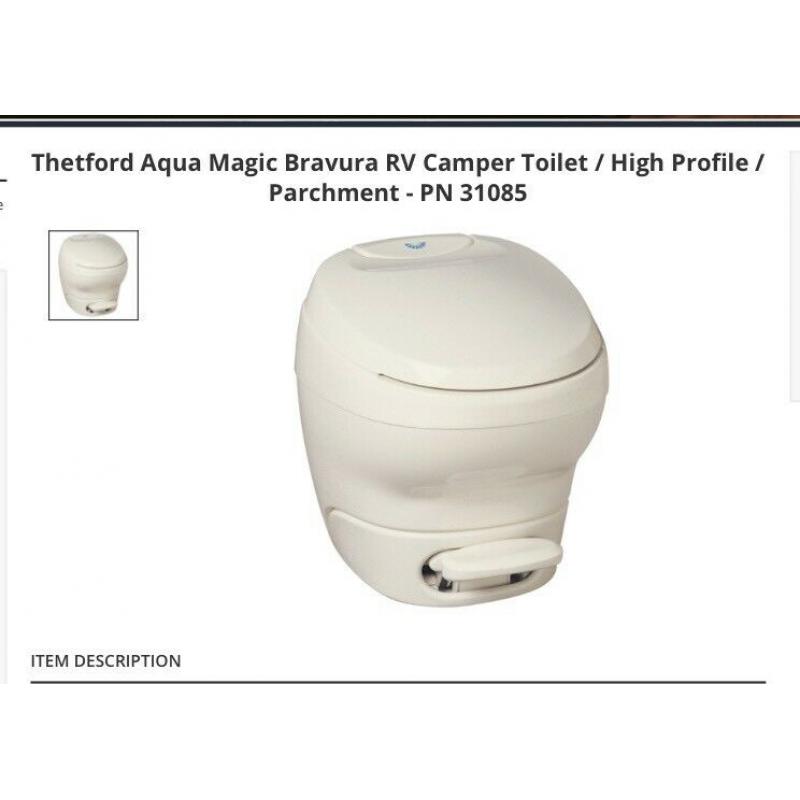 Thetford Aqua Magic Bravura RV Camper Toilet / High Profile / Parchment - PN 310