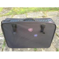 Large Soft SuitCase with Wheels. Black with personalised flowers.