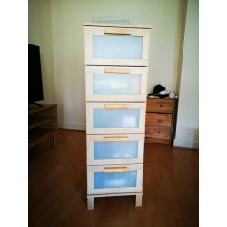 Tall chest of 5 drawers birch cupboard